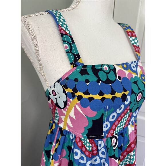 NWT J. Crew Tabitha Ratti Apron Kaleidoscope Floral Poplin Tiered Maxi Dress 00 - Picture 2 of 6